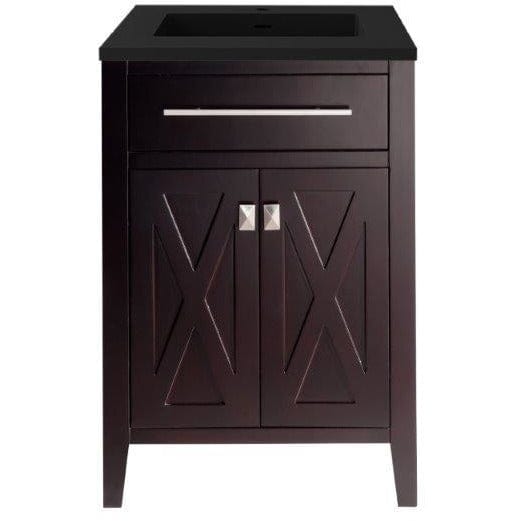 LAVIVA 313YG319-24B-MB Wimbledon - 24 - Brown Cabinet + Matte Black VIVA Stone Solid Surface Countertop