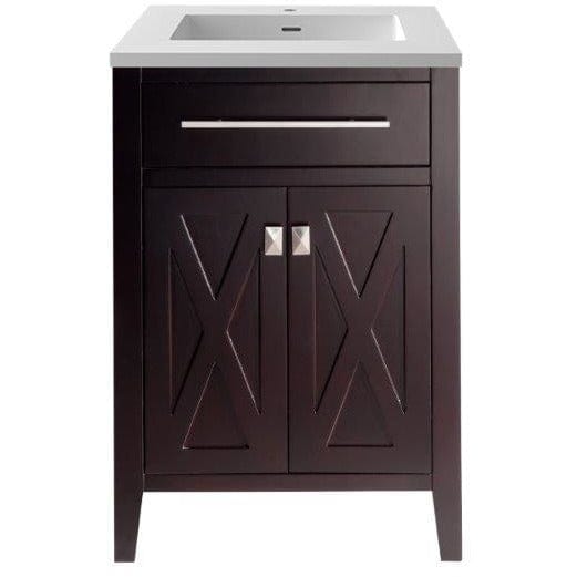 LAVIVA 313YG319-24B-MW Wimbledon - 24 - Brown Cabinet + Matte White VIVA Stone Solid Surface Countertop