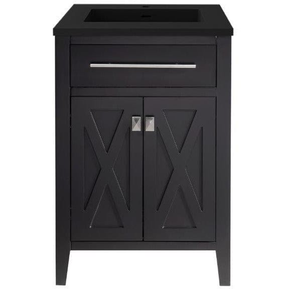 LAVIVA 313YG319-24E-MB Wimbledon - 24 - Espresso Cabinet + Matte Black VIVA Stone Solid Surface Countertop