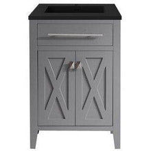 Load image into Gallery viewer, LAVIVA 313YG319-24G-MB Wimbledon - 24 - Grey Cabinet + Matte Black VIVA Stone Solid Surface Countertop