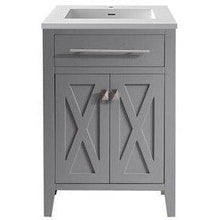 Load image into Gallery viewer, LAVIVA 313YG319-24G-MW Wimbledon - 24 - Grey Cabinet + Matte White VIVA Stone Solid Surface Countertop