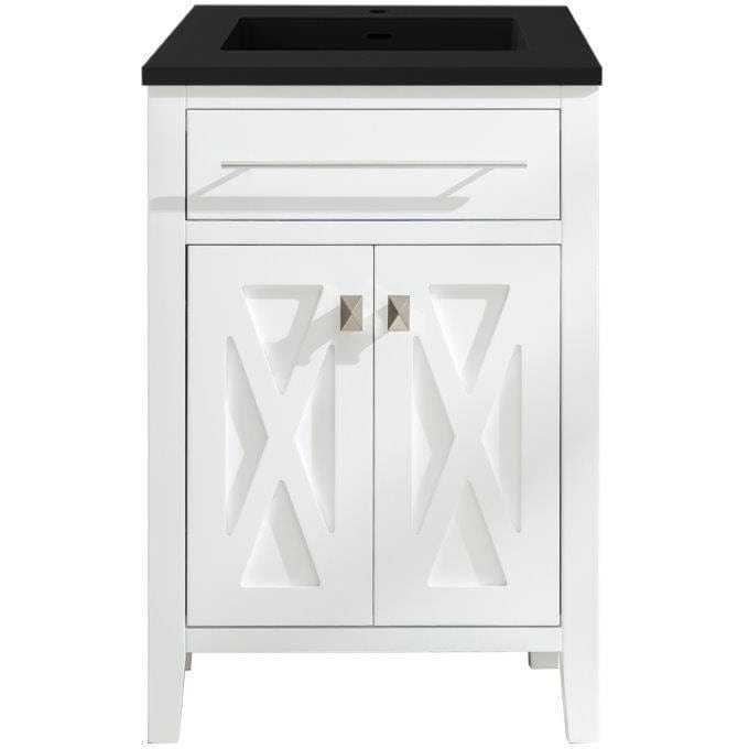 LAVIVA 313YG319-24W-MB Wimbledon - 24 - White Cabinet + Matte Black VIVA Stone Solid Surface Countertop