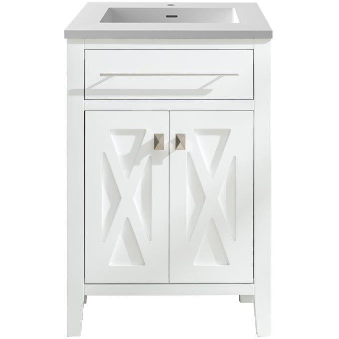 LAVIVA 313YG319-24W-MW Wimbledon - 24 - White Cabinet + Matte White VIVA Stone Solid Surface Countertop