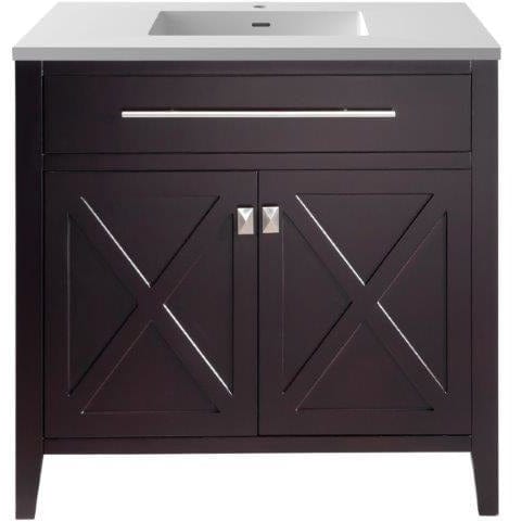 LAVIVA 313YG319-36B-MW Wimbledon - 36 - Brown Cabinet + Matte White VIVA Stone Solid Surface Countertop