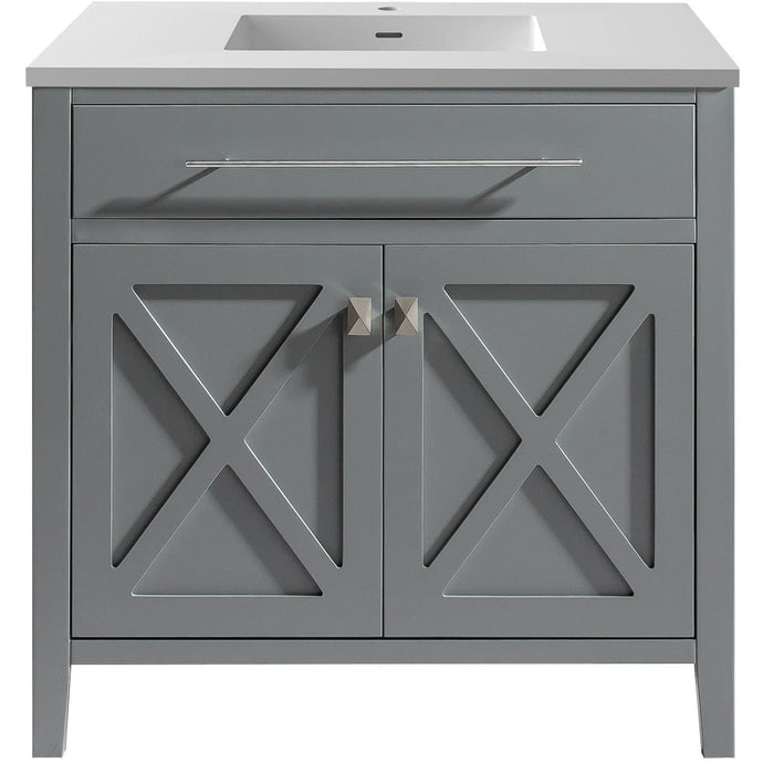 LAVIVA 313YG319-36G-MW Wimbledon - 36 - Grey Cabinet + Matte White VIVA Stone Solid Surface Countertop