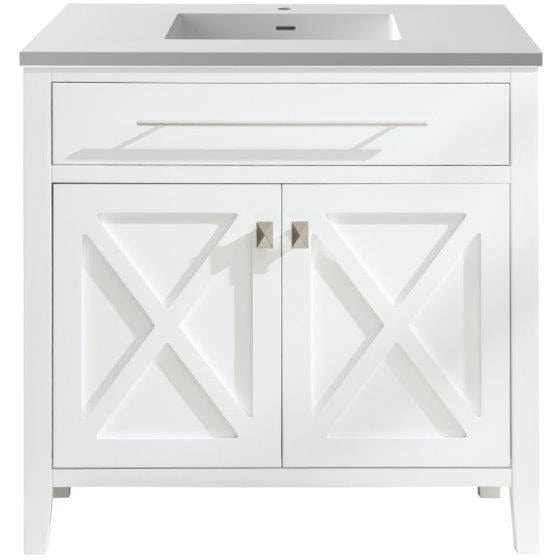 LAVIVA 313YG319-36W-MW Wimbledon - 36 - White Cabinet + Matte White VIVA Stone Solid Surface Countertop