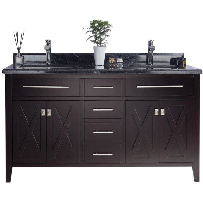 LAVIVA 313YG319-60B-BW Wimbledon - 60 - Brown Cabinet + Black Wood Counter