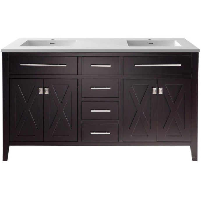 LAVIVA 313YG319-60B-MW Wimbledon - 60 - Brown Cabinet + Matte White VIVA Stone Solid Surface Countertop