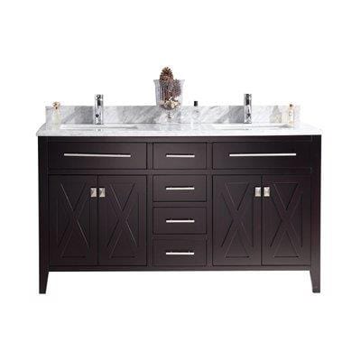LAVIVA 313YG319-60B-WC Wimbledon - 60 - Brown Cabinet + White Carrera Counter
