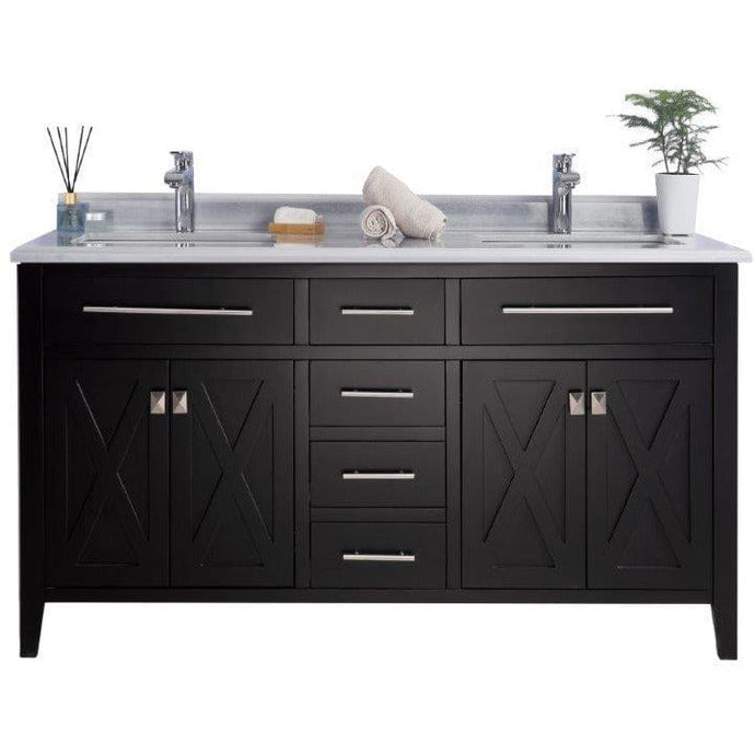 LAVIVA 313YG319-60E-WS Wimbledon - 60 - Espresso Cabinet + White Stripes Counter