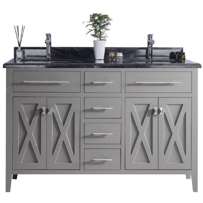 LAVIVA 313YG319-60G-BW Wimbledon - 60 - Grey Cabinet + Black Wood Counter
