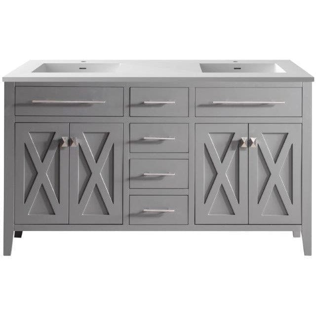 LAVIVA 313YG319-60G-MW Wimbledon - 60 - Grey Cabinet + Matte White VIVA Stone Solid Surface Countertop
