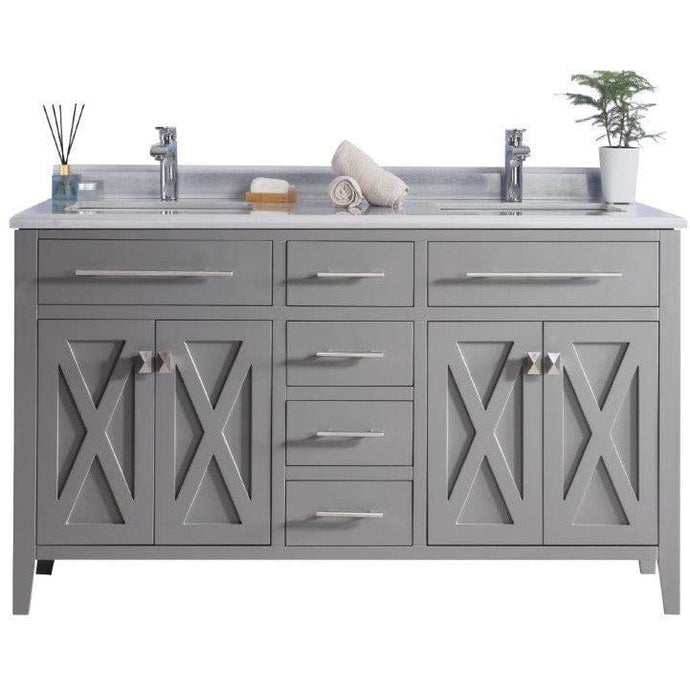 LAVIVA 313YG319-60G-WS Wimbledon - 60 - Grey Cabinet + White Stripes Counter