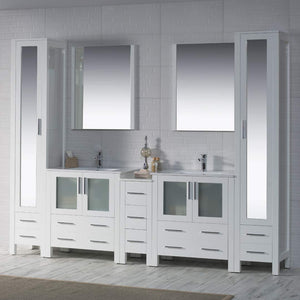 Blossom 001 102 01 C M Sydney 102 Inch Vanity with Ceramic Double Sinks & Mirrors - White