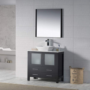 Blossom 001 36 02 V M Sydney 36 Inch Vanity with Ceramic Vessel Sink & Mirror - Espresso