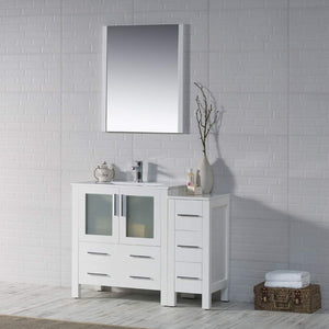 Blossom 001 42S 01 C Sydney 42 Inch Vanity with Ceramic Sink & Side Cabinet - White