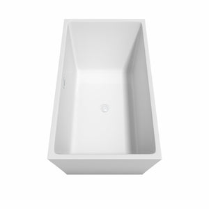Wyndham Collection WCBTK151459SWATPBK Sara 59 Inch Freestanding Bathtub in White with Shiny White Trim and Floor Mounted Faucet in Matte Black