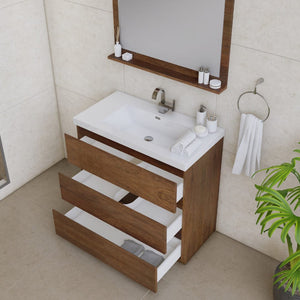 Alya Bath AB-MOA36-RW Paterno 36 inch Modern Freestanding Bathroom Vanity, Rosewood