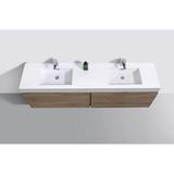 Kubebath BSL80D-BTN Bliss 80" Double Sink Butternut Wall Mount Modern Bathroom Vanity