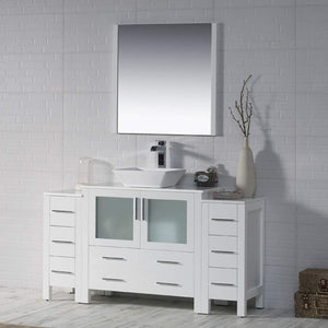 Blossom 001 60S2 01 V M Sydney 60 Inch Vanity with Ceramic Vessel Sink & Mirror - White