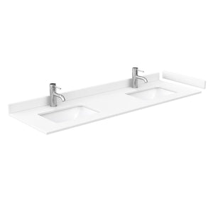 Wyndham Collection WCG242466DWGWCUNSMXX Beckett 66 Inch Double Bathroom Vanity in White, White Cultured Marble Countertop, Undermount Square Sinks, Brushed Gold Trim
