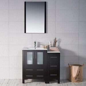 Blossom 001 36S 02 C Sydney 36 Inch Vanity with Ceramic Sink & Side Cabinet - Espresso