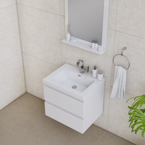 Alya Bath AB-MOF24-W Paterno 24 inch Modern Wall Mounted Bathroom Vanity, White