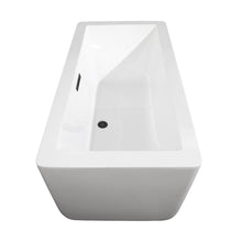Load image into Gallery viewer, Wyndham Collection WCOBT100559MBATPBK Laura 59 Inch Freestanding Bathtub in White with Floor Mounted Faucet, Drain and Overflow Trim in Matte Black