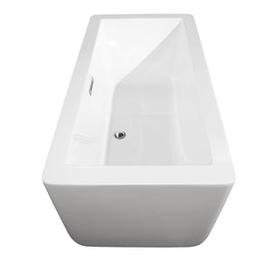 Wyndham Collection WCOBT100559PCATPBK Laura 59 Inch Freestanding Bathtub in White with Polished Chrome Trim and Floor Mounted Faucet in Matte Black