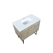 Load image into Gallery viewer, Lexora LLC36SKSOS000 Lancy 36&quot; Rustic Acacia Bathroom Vanity, White Quartz Top, and White Square Sink