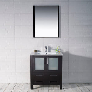 Blossom 001 30 02 C M Sydney 30 Inch Vanity with Ceramic Sink & Mirror - Espresso