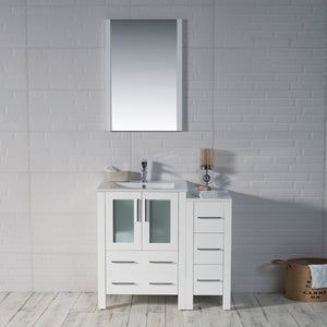 Blossom 001 36S 01 C Sydney 36 Inch Vanity with Ceramic Sink & Side Cabinet - White