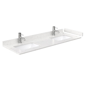Wyndham Collection WCG242460DWGCCUNSMXX Beckett 60 Inch Double Bathroom Vanity in White, Carrara Cultured Marble Countertop, Undermount Square Sinks, Brushed Gold Trim
