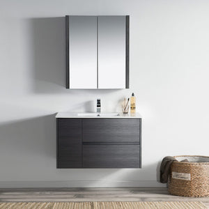 Blossom 016 36 16 C MC Valencia 36 Inch Vanity with Ceramic Sink & Medicine Cabinet - Silver Grey