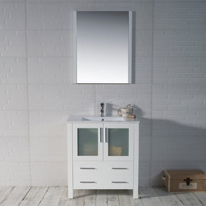 Blossom 001 30 01 C M Sydney 30 Inch Vanity with Ceramic Sink & Mirror - White