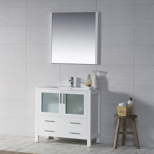 Blossom 001 36 01 C M Sydney 36 Inch Vanity with Ceramic Sink & Mirror - White