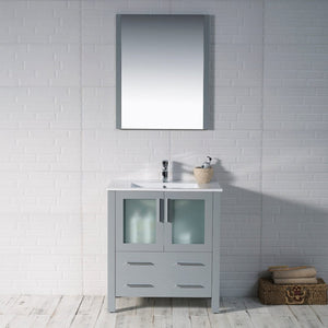 Blossom 001 30 15 C M Sydney 30 Inch Vanity with Ceramic Sink & Mirror - Metal Grey