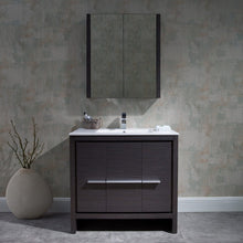 Load image into Gallery viewer, Blossom 014 36 16 C MC Milan 36 Inch Vanity with Ceramic Sink &amp; Mirrored Medicine Cabinet - Silver Grey