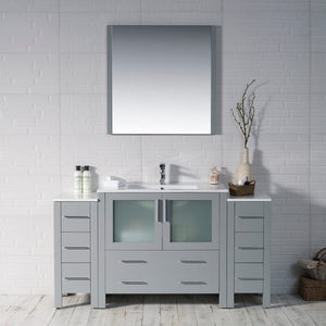 Blossom 001 60S2 15 C M Sydney 60 Inch Vanity with Ceramic Sink & Mirror - Metal Gray