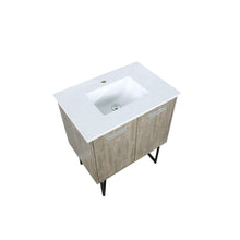 Load image into Gallery viewer, Lexora LLC30SKSOS000 Lancy 30&quot; Rustic Acacia Bathroom Vanity, White Quartz Top, and White Square Sink