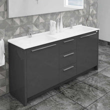 Load image into Gallery viewer, Casa Mare Nona 60&quot; Glossy Gray Modern Double Sink Freestanding Bathroom Vanity and Sink Combo - NONA152GG-60-MSC