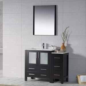 Blossom 001 42S 02 C M Sydney 42 Inch Vanity with Ceramic Sink & Mirror & Side Cabinet - Espresso