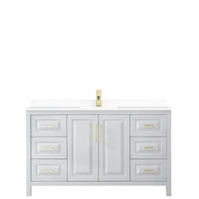 Load image into Gallery viewer, Wyndham Collection WCV252560SWGWCUNSMXX Daria 60 Inch Single Bathroom Vanity in White, White Cultured Marble Countertop, Undermount Square Sink, Brushed Gold Trim