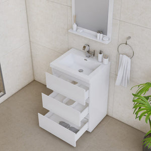 Alya Bath AB-MOA24-W Paterno 24 inch Modern Freestanding Bathroom Vanity, White