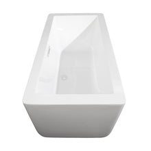Load image into Gallery viewer, Wyndham Collection WCOBT100559SWATPGD Laura 59 Inch Freestanding Bathtub in White with Shiny White Trim and Floor Mounted Faucet in Brushed Gold