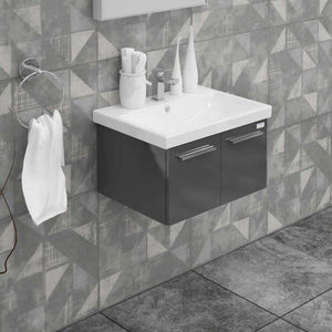 Casa Mare Aspe 32" Glossy Gray Bathroom Vanity and Ceramic Sink Combo - ASPE80GG-32-MSC