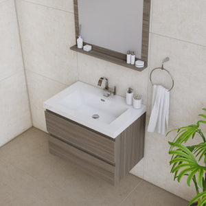 Alya Bath AB-MOF30-G Paterno 30 inch Modern Wall Mounted Bathroom Vanity, Gray