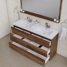 Load image into Gallery viewer, Alya Bath AB-MOA60D-RW Paterno 60 inch Double Modern Freestanding Bathroom Vanity, Rosewood