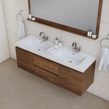 Load image into Gallery viewer, Alya Bath AB-MOF60D-RW Paterno 60 inch Double Modern Wall Mounted Bathroom Vanity, Rosewood