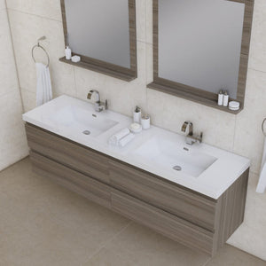 Alya Bath AB-MOF72D-G Paterno 72 inch Modern Wall Mounted Bathroom Vanity, Gray